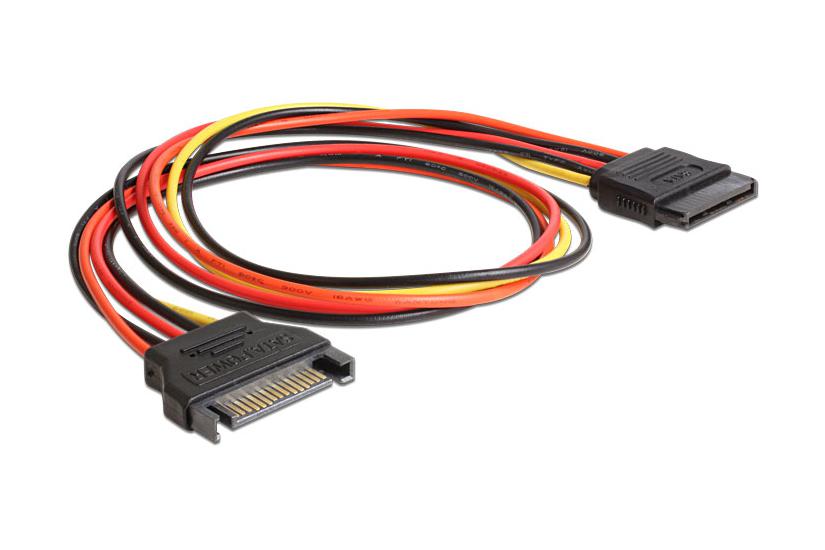 Delock - Forlængerkabel Til Strøm - Sata Strøm Til Sata Strøm - 50 Cm