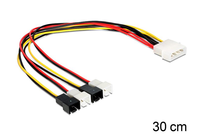 Delock - Blæsereffekt-adapter - 2-pin Intern Strøm Til 4-pin Intern Strøm - 30 Cm