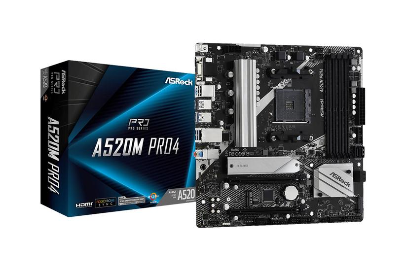 Asrock A520m Pro4 - Bundkort - Micro Atx - Socket Am4 - Amd A520