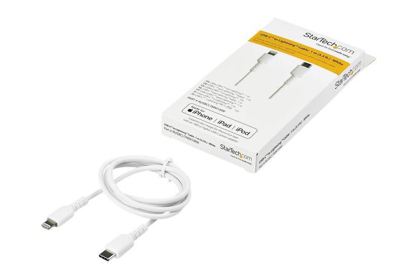 Startech.com (1m) Durable White Usb-c To Lightning Cable, Heavy Duty Rugged Aramid Fiber Usb Type A To Lightning Charger/sync Power Cord, Apple Mfi Certified Ipad/iphone 12 Pro Max - Iphone 7/8/11/11 Pro - Lightning-kabel - Lightning / Usb 2.0 - 1 M