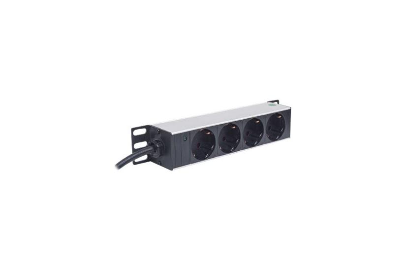 Intellinet 10" 1u Rackmount 4-way Power Strip - German Type", With Power Indicator, No Surge Protection, 1.8m Power Cord - Stikdåse