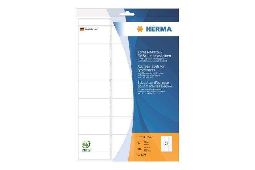 Herma - Adresseetiketter - 420 Etikette(r) - 67 X 38 Mm
