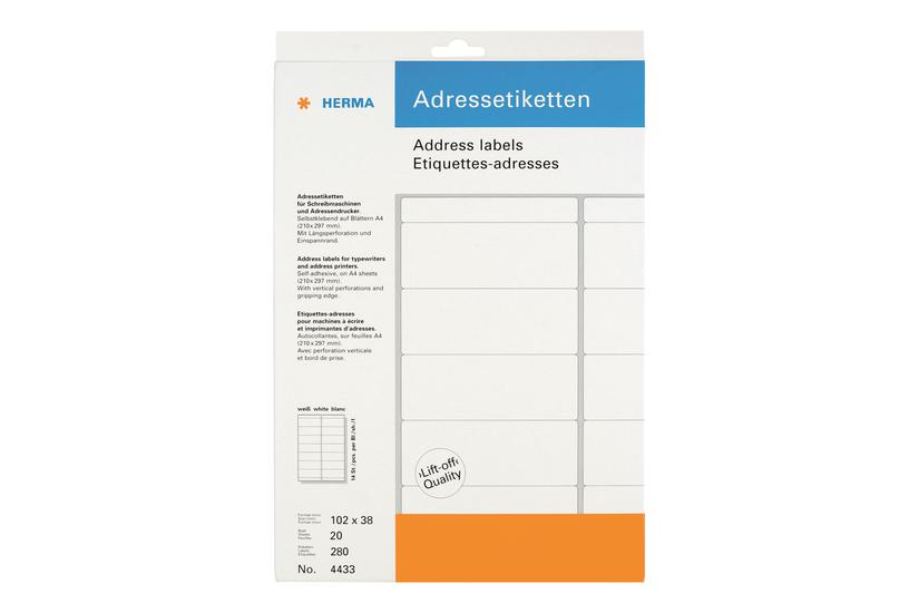 Herma - Adresseetiketter - Mat - 280 Etikette(r) - 102 X 38 Mm