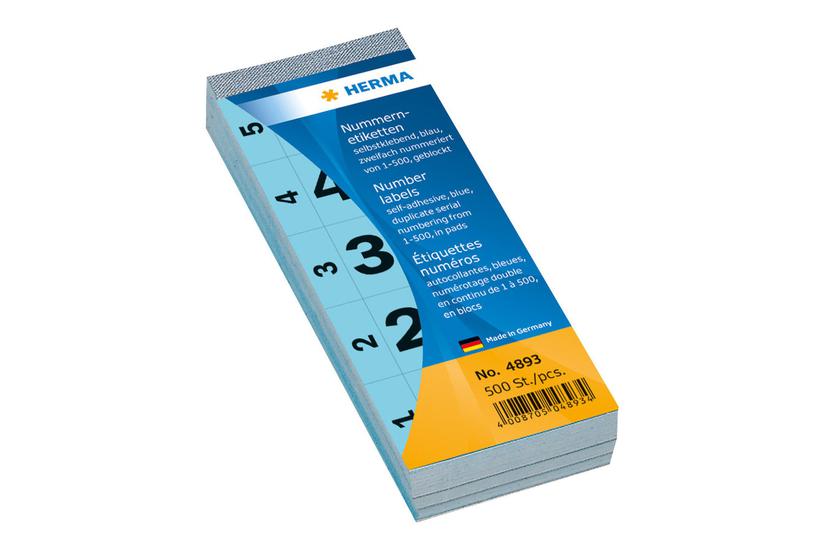 Herma - Dekorationsklæbemiddel - Tal 1-500 - 2.8 X 5.6 Cm - Blå - Papir