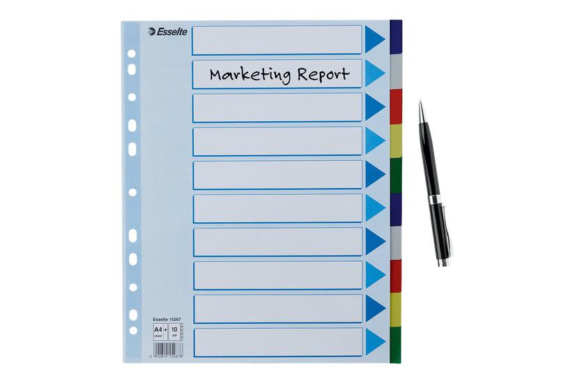 Esselte - Deler - 10 Dele - For A4 Maxi - Med Faneblade - Mange Farver
