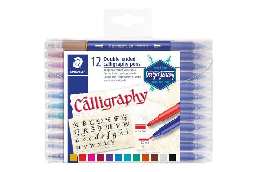 Staedtler Calligraphy 3005 - Fiberspidspen - Assorterede Farver - 12 Stykker