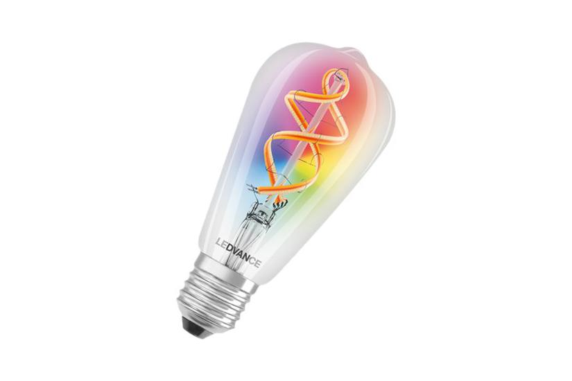 Ledvance Smart+ - Led-filament-lyspære - Form: St64 - E27 - 4.5 W - 16 Millioner Farver/varmt Hvidt Lys - 2700 K - Gennemsigtig