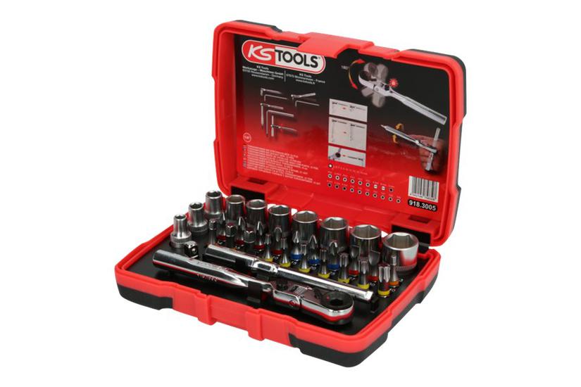 Ks Tools Torsionpower - Skraldetopnøgle Med Bit Og Sokkelsæt - 33 Stykker