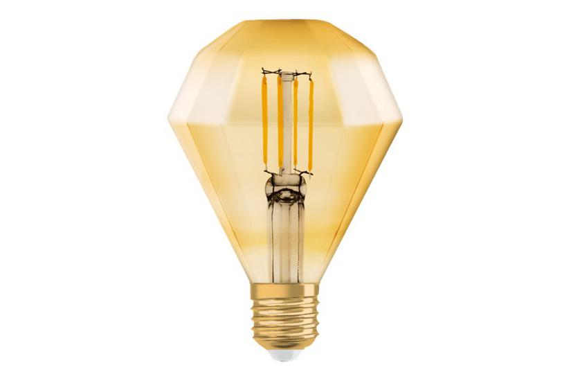 Osram Vintage 1906 - Led-filament-lyspære - Form: Diamant - E27 - 4.5 W - Varm Komfort-lys - 2500 K - Guld