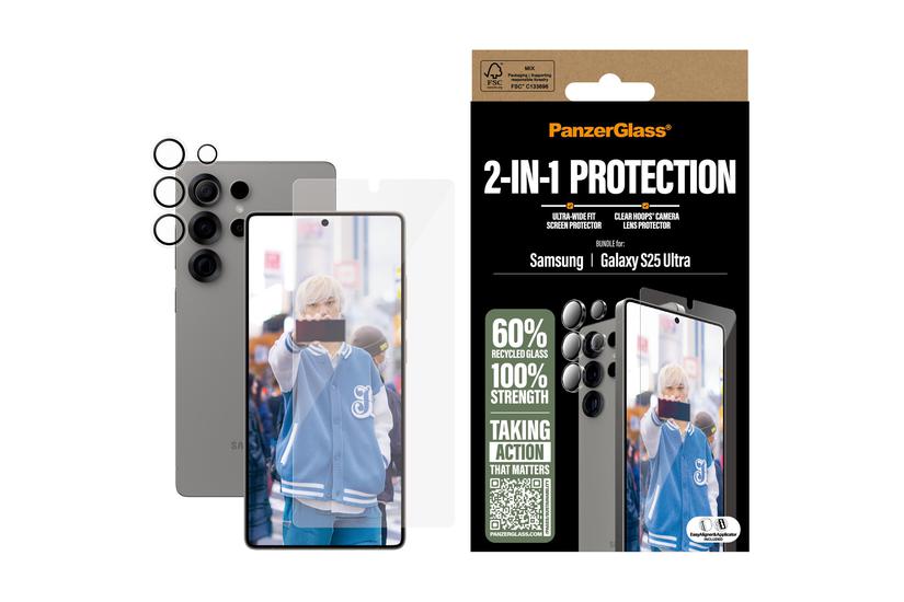 Panzerglass - 2-i-1 Bundle - Skærm / Linse Beskyttelsessæt For Mobiltelefon - Ultrabred Pasform Med Easyaligner