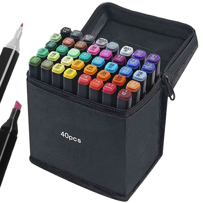 Dobbeltsidet Tuschpenne - Flere Farver - 40 Stk