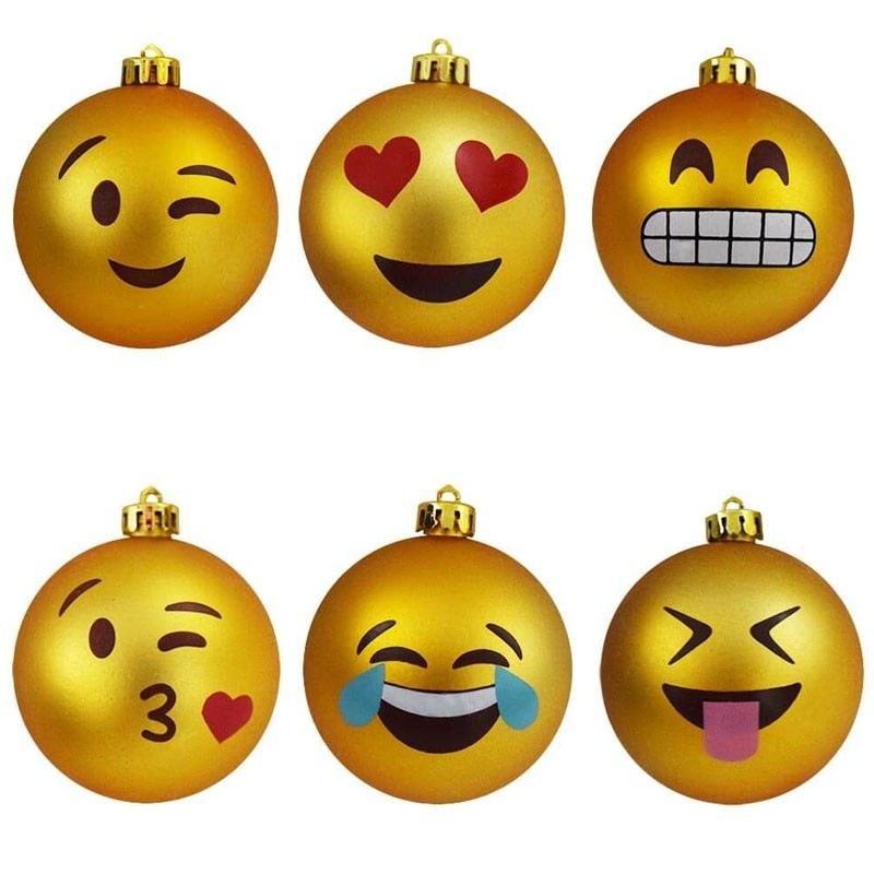 Emoji Julekugler - 6 Stk