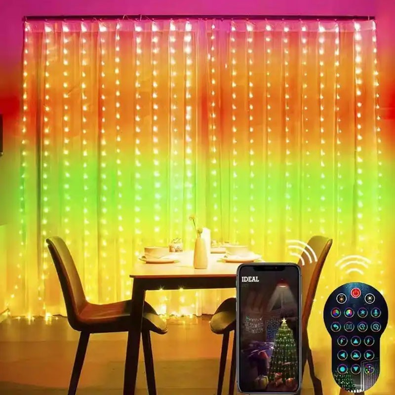Led Gardin Med App Styring - 400 Led - 2 X 2 M