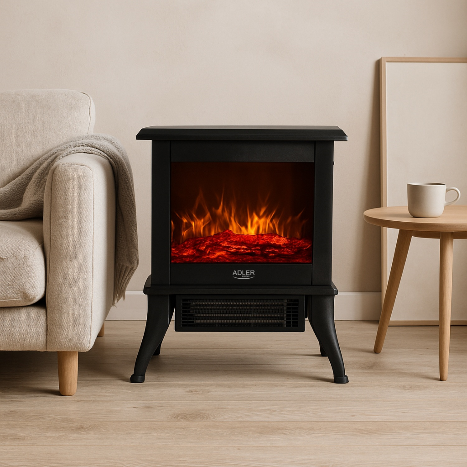 Pejs Elektrisk Med 3d Flammeeffekt  Kompakt Og Stilfuld Varmeovn