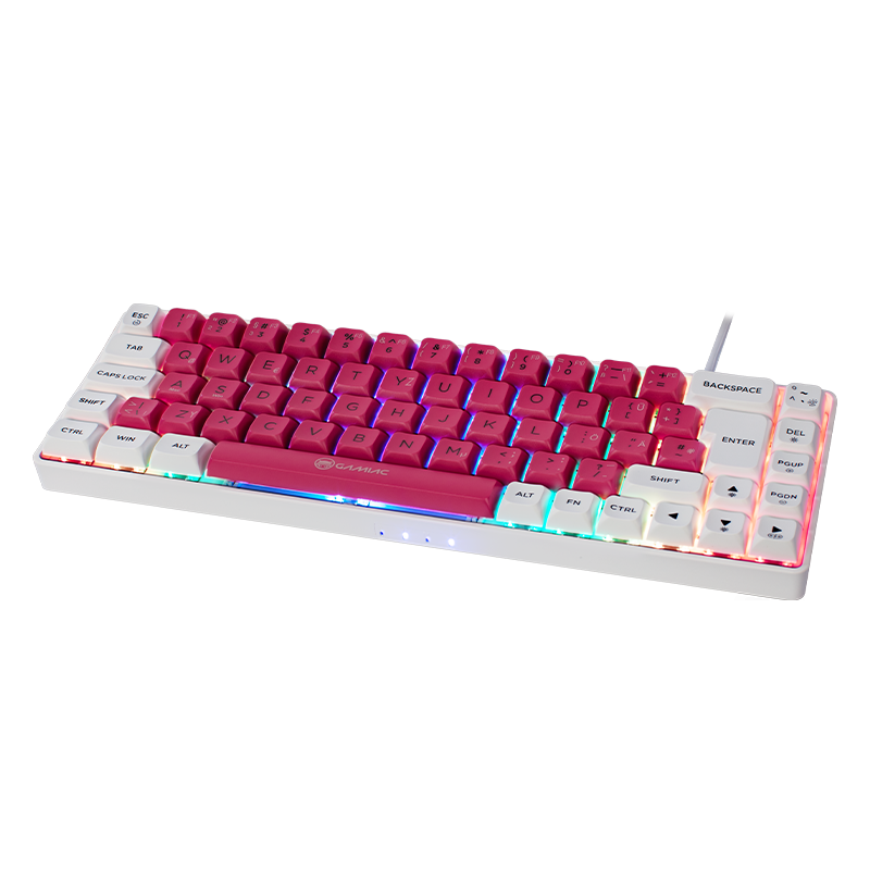 Gamiac Tkl69g - Hvid/rød - Sf Tastatur - Blå Switch - Geekd.dk