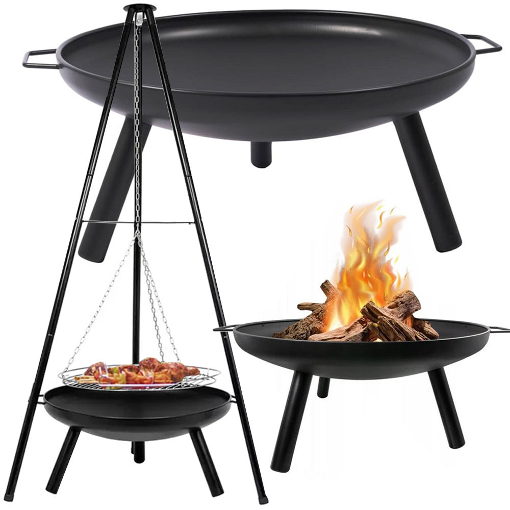 Havepejs Med Trefod Og Grillrist  Elegant Bålsted Til Haven