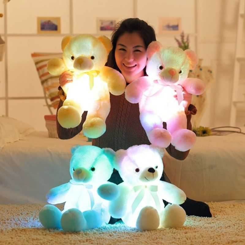 Bamse Med Led-lys - 50 Cm - Hvid