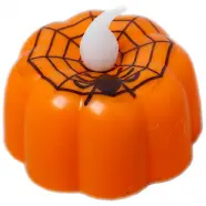 Muto Halloween Græskar Med Edderkoppespind 4,5 Cm Led-lys - Led-lys