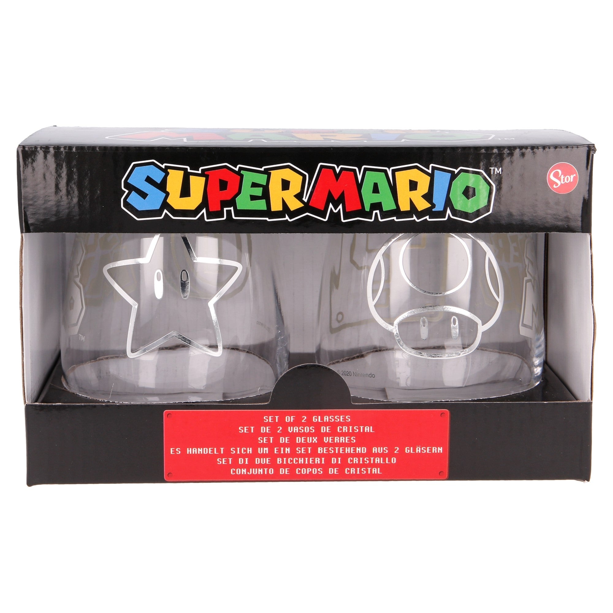 Super Mario - 2 Krystal Glas Sæt Kop - Geekd.dk
