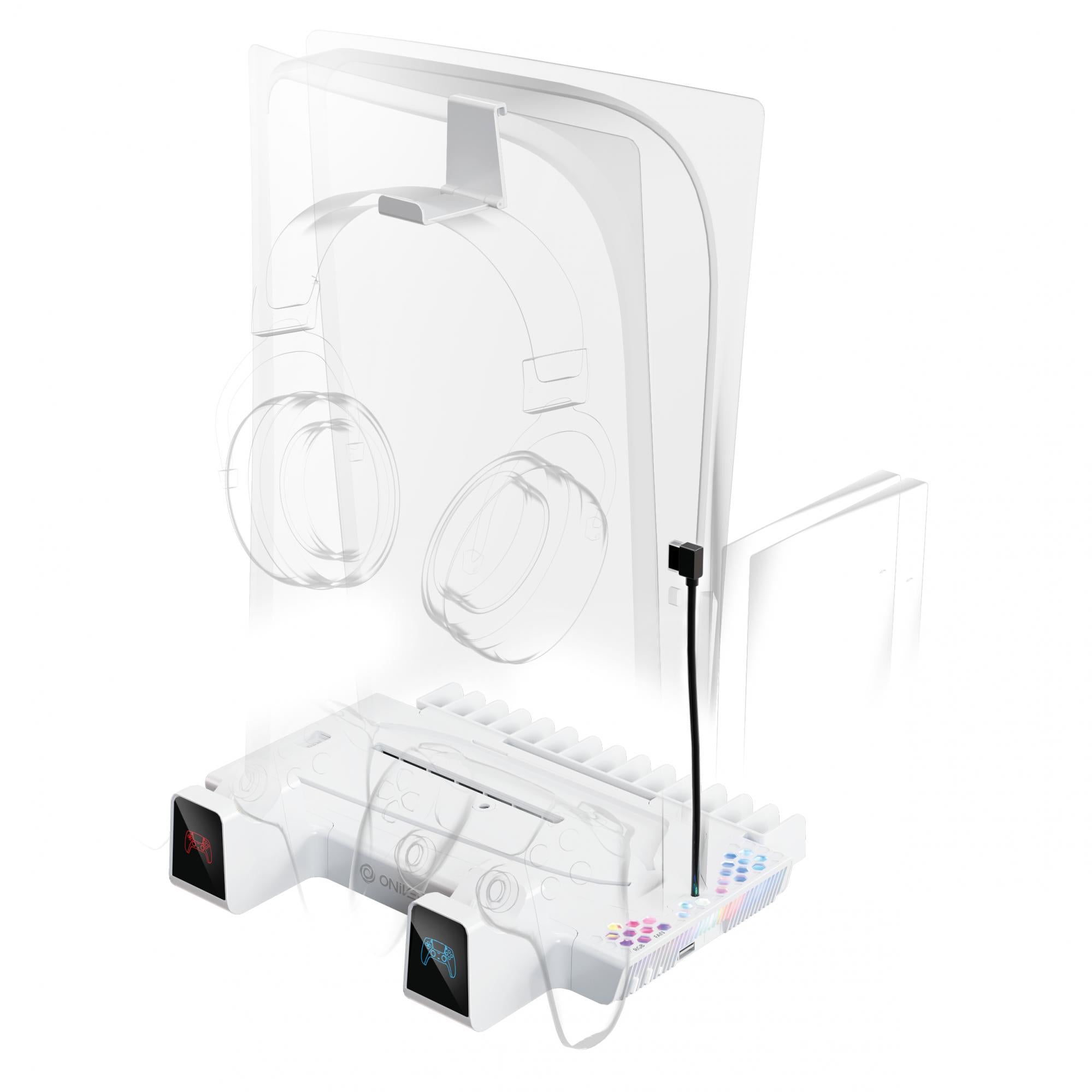 Oniverse Ps5 Nexus 5 Multifunction Stand For Ps5 - White Konsol Tilbehør - Geekd.dk