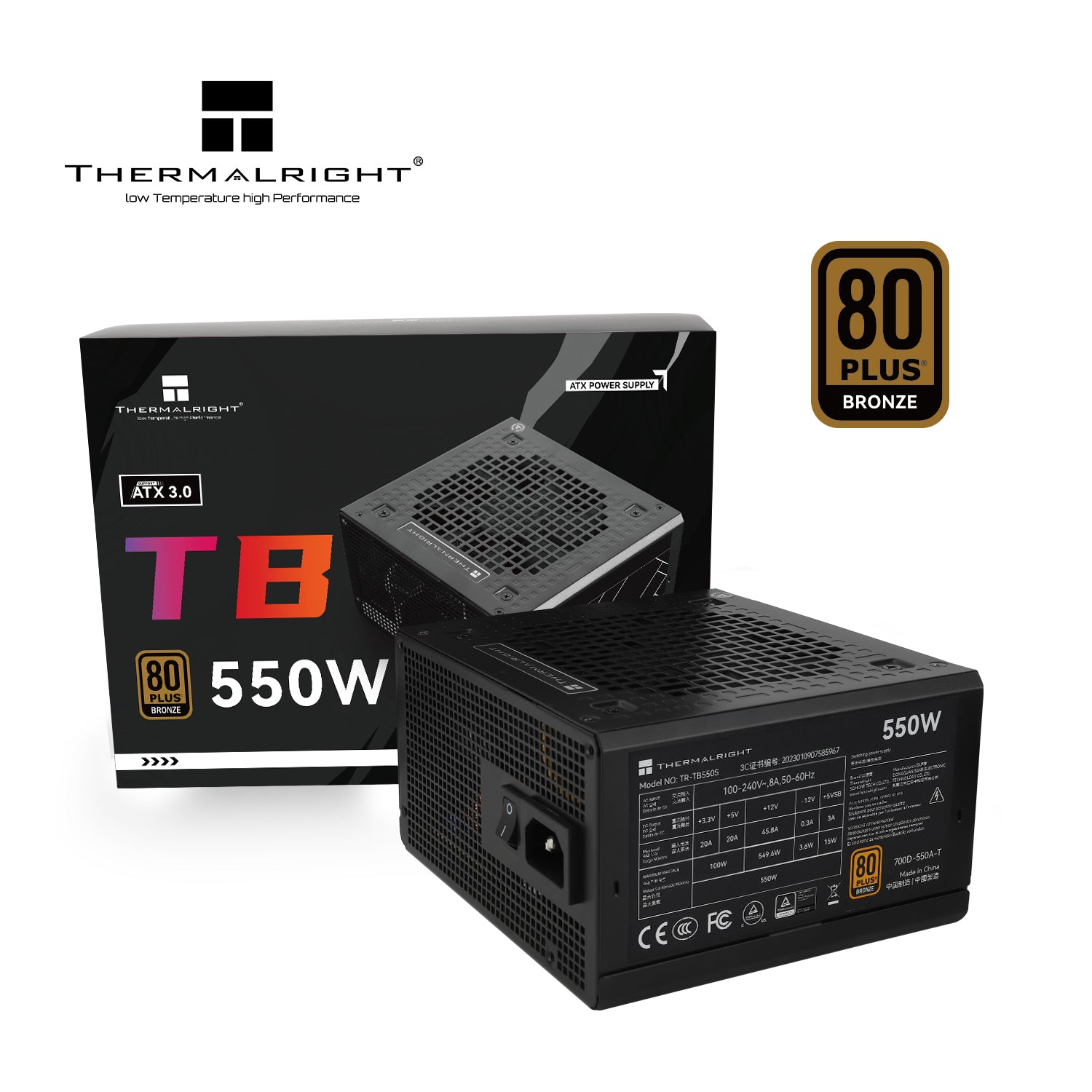 Thermalright Tr-tb550s Black - Psu, 80+ Bronze, 550w Strømforsygning - Geekd.dk