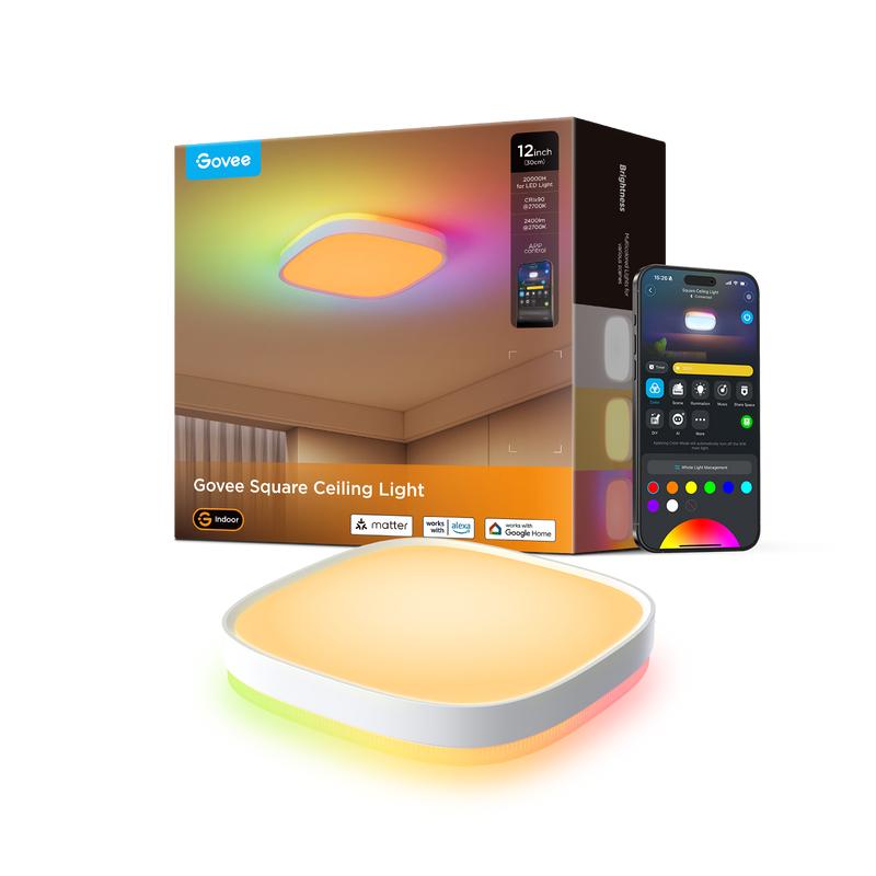 Govee 30 Cm Rgbww + Rgbic Intelligent Loftlampe Wifi/bluetooth Led Lys - Geekd.dk