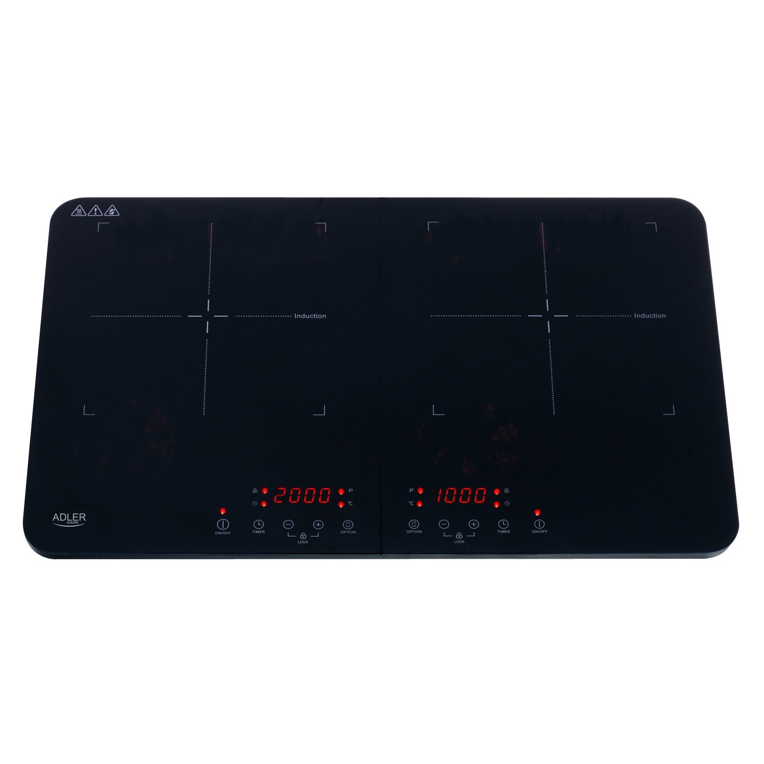 Induktionskogeplade, Dobbelt  Med Touch Display Og Timer
