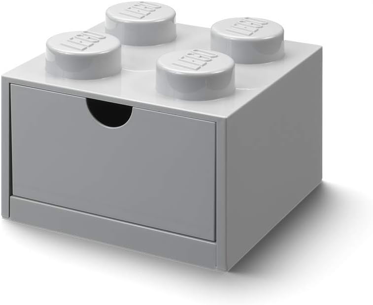 Legoâ® Skrivebordsskuffe 4 Med Knopper - Grå Opbevaringskasse - Geekd.dk