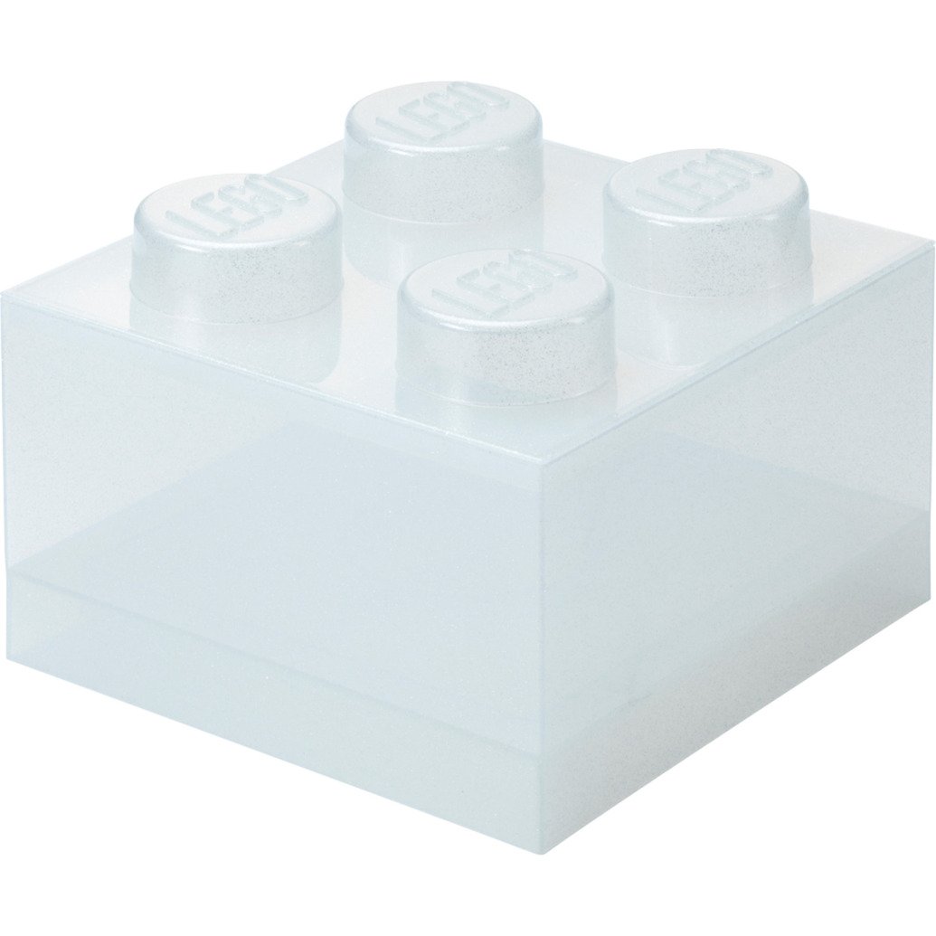 Legoâ® Opbevaringsklods 4 Med Låg - Transparent Glitter Opbevaringskasse - Geekd.dk