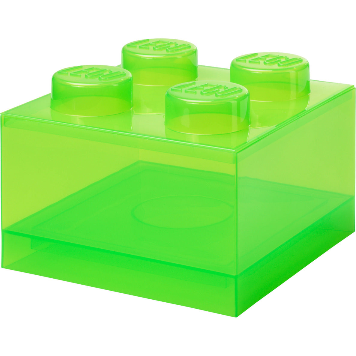Legoâ® Opbevaringsklods 4 Med Låg - Transparent Lysegrøn Opbevaringskasse - Geekd.dk