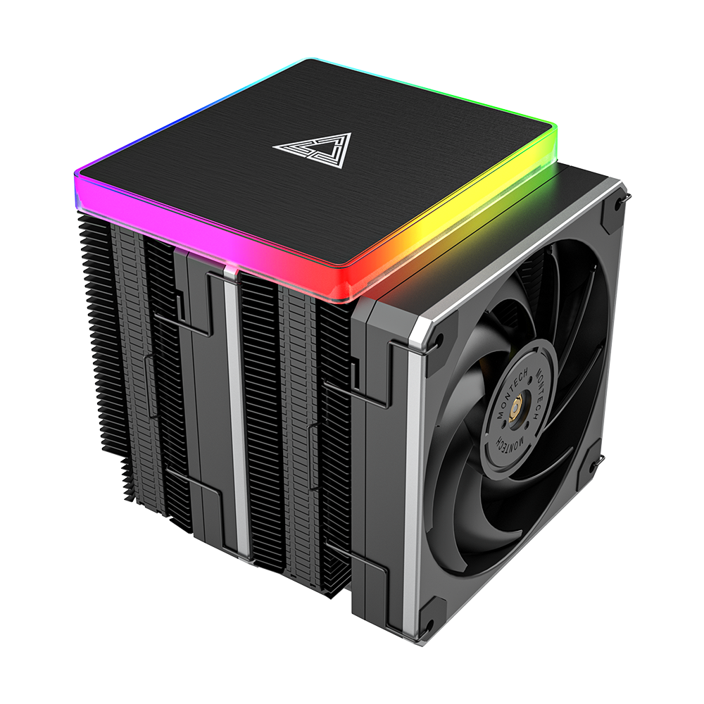 Montech Metal Dt24 Premium - Cpu Cooler, Argb Top Cover, 2x 120mm Pwm Fans, Lga1700 + Am5 Support, 270w Tdp Cpu Køler - Geekd.dk