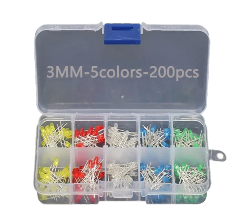 Led Kit, 200stk. 3mm Dioder I Fem Farver