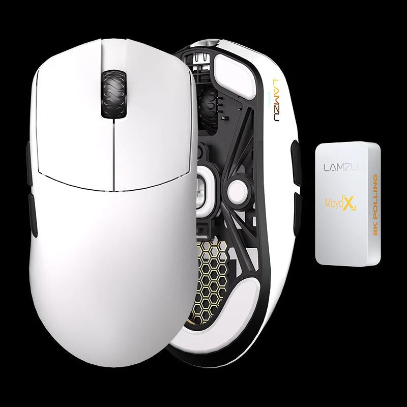Lamzu Maya X - 8k Dongle, Omron Optical - Cloud White Mus - Geekd.dk