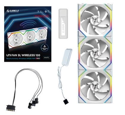 Lian Li Uni Fan Sl Wireless Reverse, 3-pak, Hvid - 120mm Kabinet Blæser - Geekd.dk