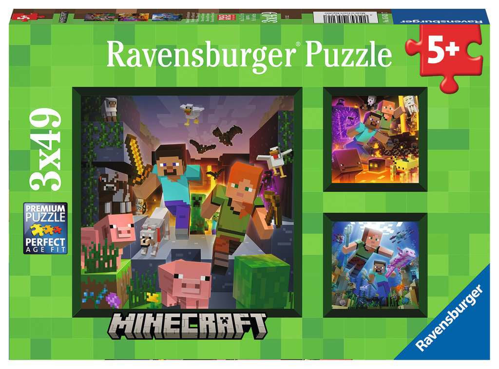 Ravensburger - Minecraft Biomes 3x49p - (10105621) Puslespil - Geekd.dk