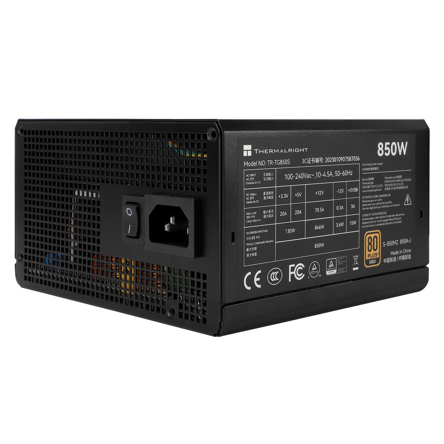 Thermalright Tr-tg 850s Black - Psu, 80+ Gold, 850w, Non-modular - Geekd.dk