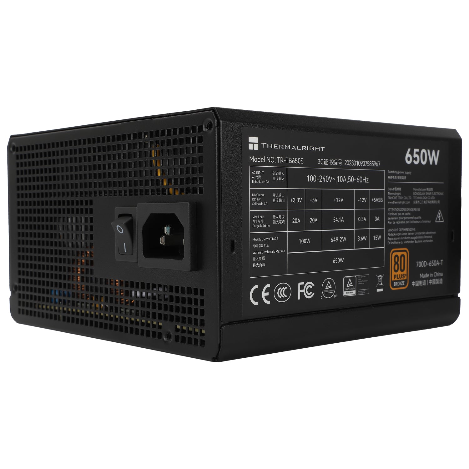 Thermalright Tr-tg 650s Black - Psu, 80+ Gold, 650w Non-modular - Geekd.dk