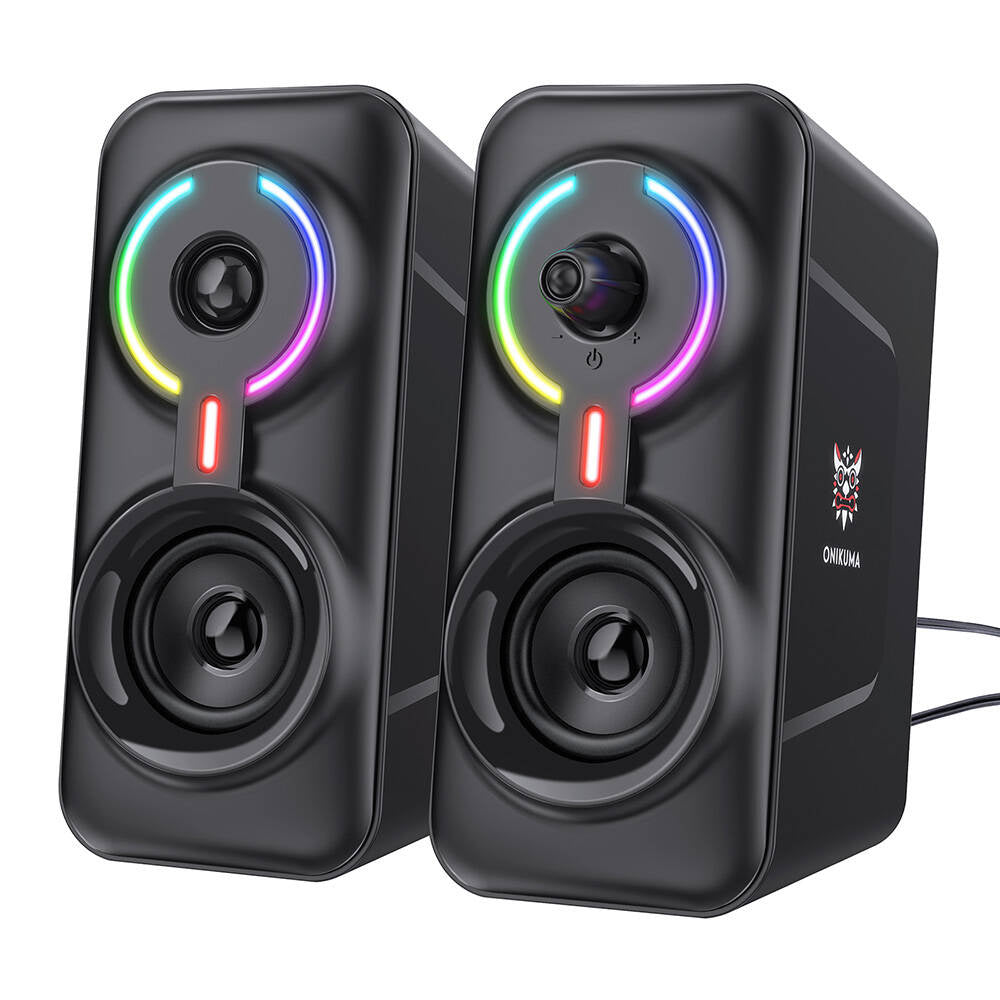 Onikuma L6 Stereo Højttalersæt Til Laptop/pc Med Led-lys - Sort Højtaler - Geekd.dk