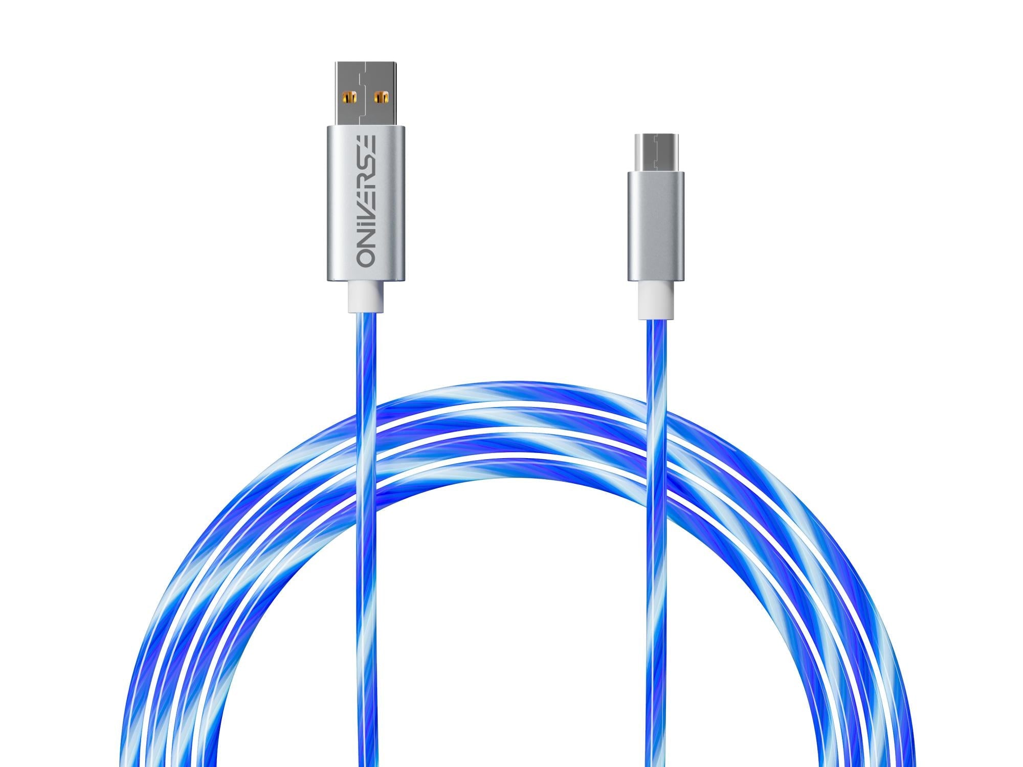Oniverse Micro Usb Charge Cable With Led, 2 Meters - White Konsol Tilbehør - Geekd.dk