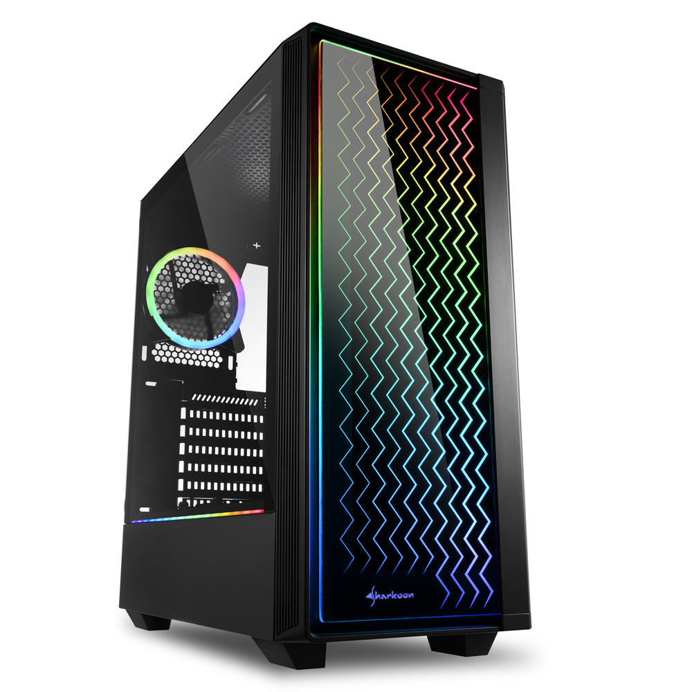 Sharkoon Rgb Lit 200 Tower Caseâ (black, Front And Side Panel Of Tempered Glass) Kabinet - Geekd.dk