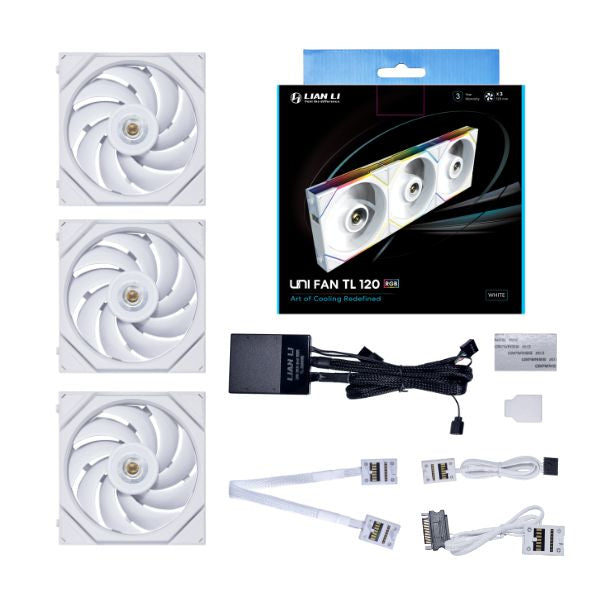 Lian Li Uni Fan Tl , 3 Pack, Hvid - 120mm Kabinet Blæser - Geekd.dk