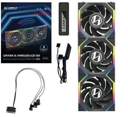 Lian Li Uni Fan Sl Wireless Lcd Reverse, 3 Pak, Sort - 120mm Kabinet Blæser - Geekd.dk