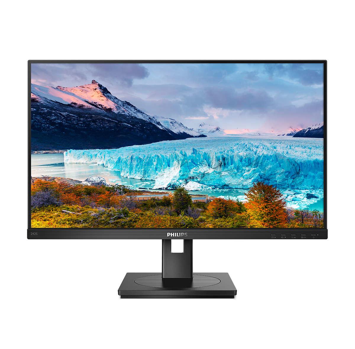 Philips S-line 242s1ae 24 1920 X 1080 (full Hd) Dvi Vga (hd-15) Hdmi Displayport 75hz Pivot Skærm - Geekd.dk
