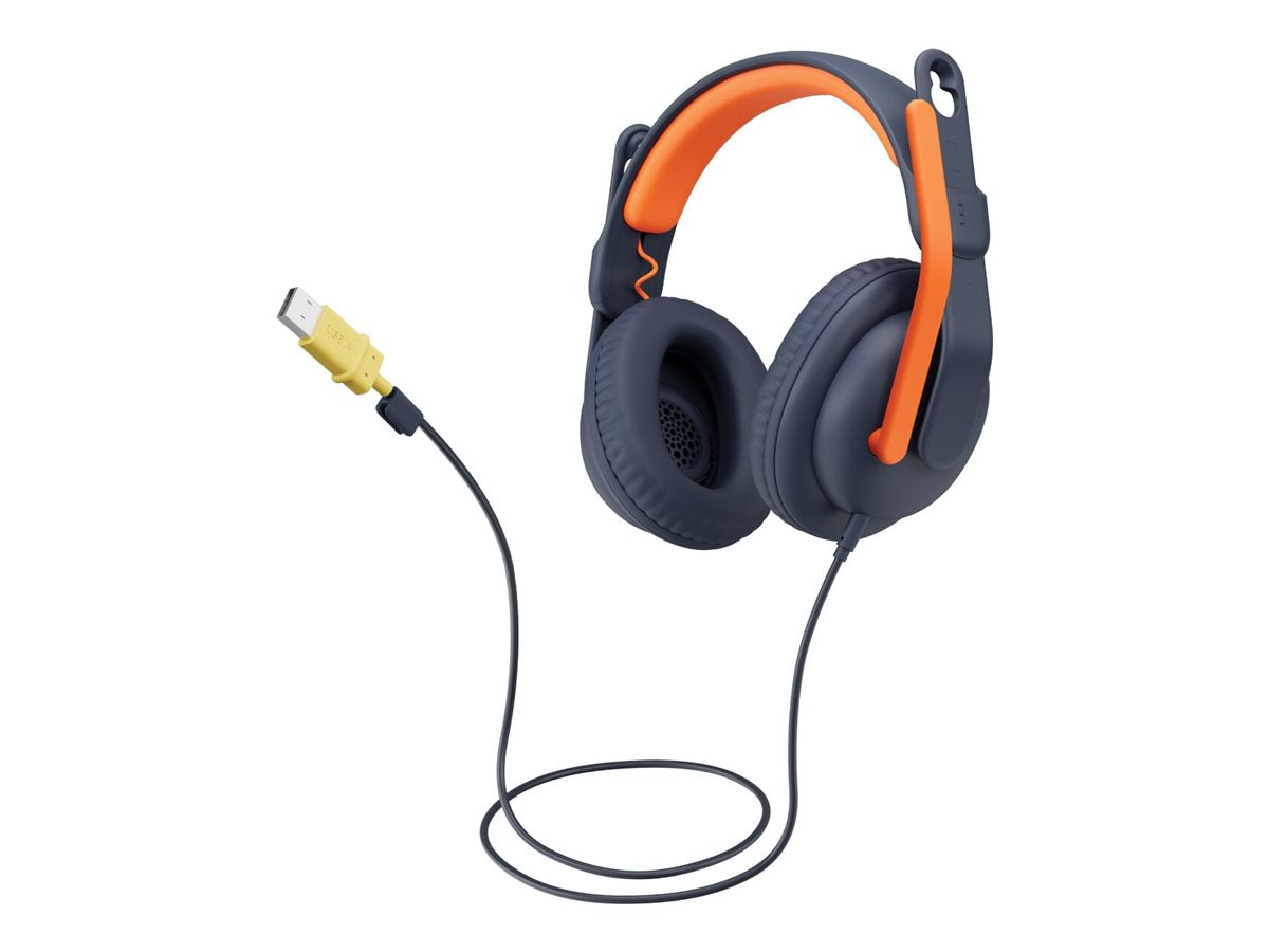 Logitech Zone Learn Wired Over-ear Headset For Learners, Usb-c Kabling Hovedtelefoner Sort Orange - Geekd.dk
