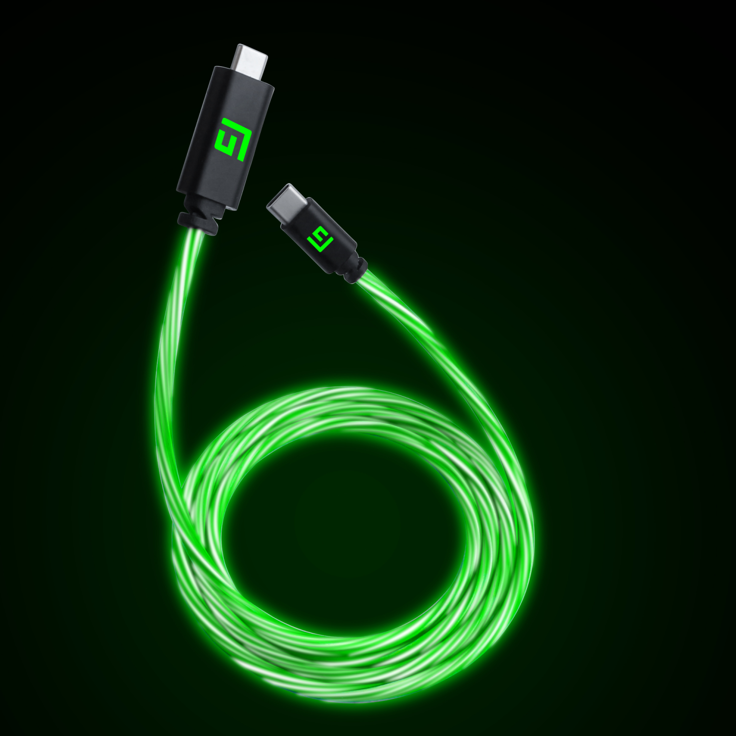 Floating Grip 3m Usb-c/usb-c Cable With Led Light - Green Kabler - Geekd.dk