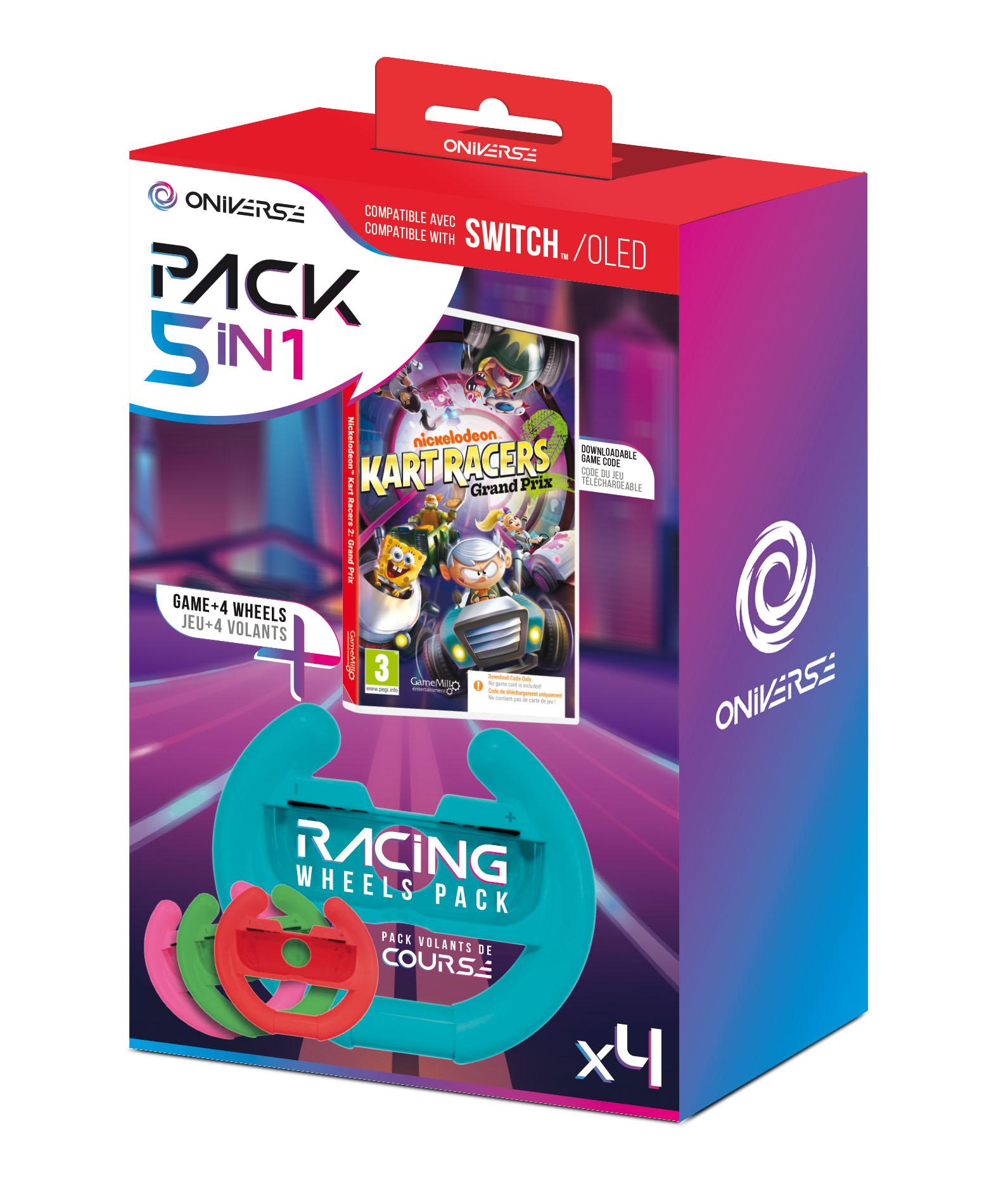 Oniverse Nsw Bundle Ciab Nickelodeon Kart Racers 2: Grand Prix + 4 Wheels Konsol Tilbehør - Geekd.dk