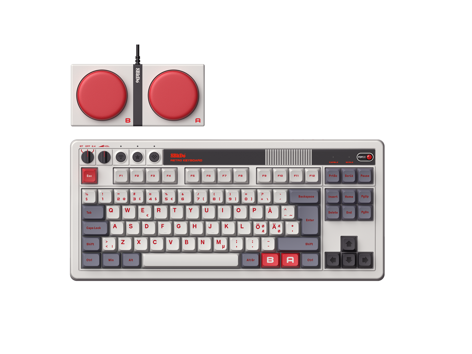8bitdo Mekanisk Keyboard - Nintendo Edition Iso - Nordisk Tastatur - Geekd.dk