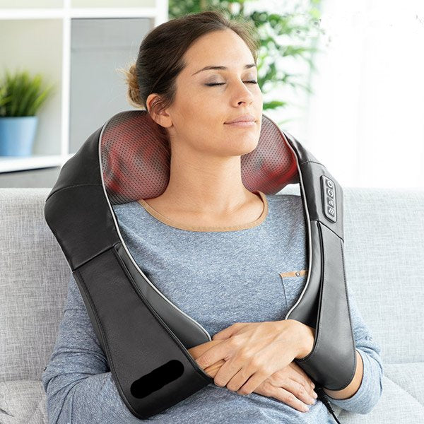 Shiatsu Massageapparat Til Nakke, Ryg & Skuldre  Elektrisk Nakkemassager Med Varme