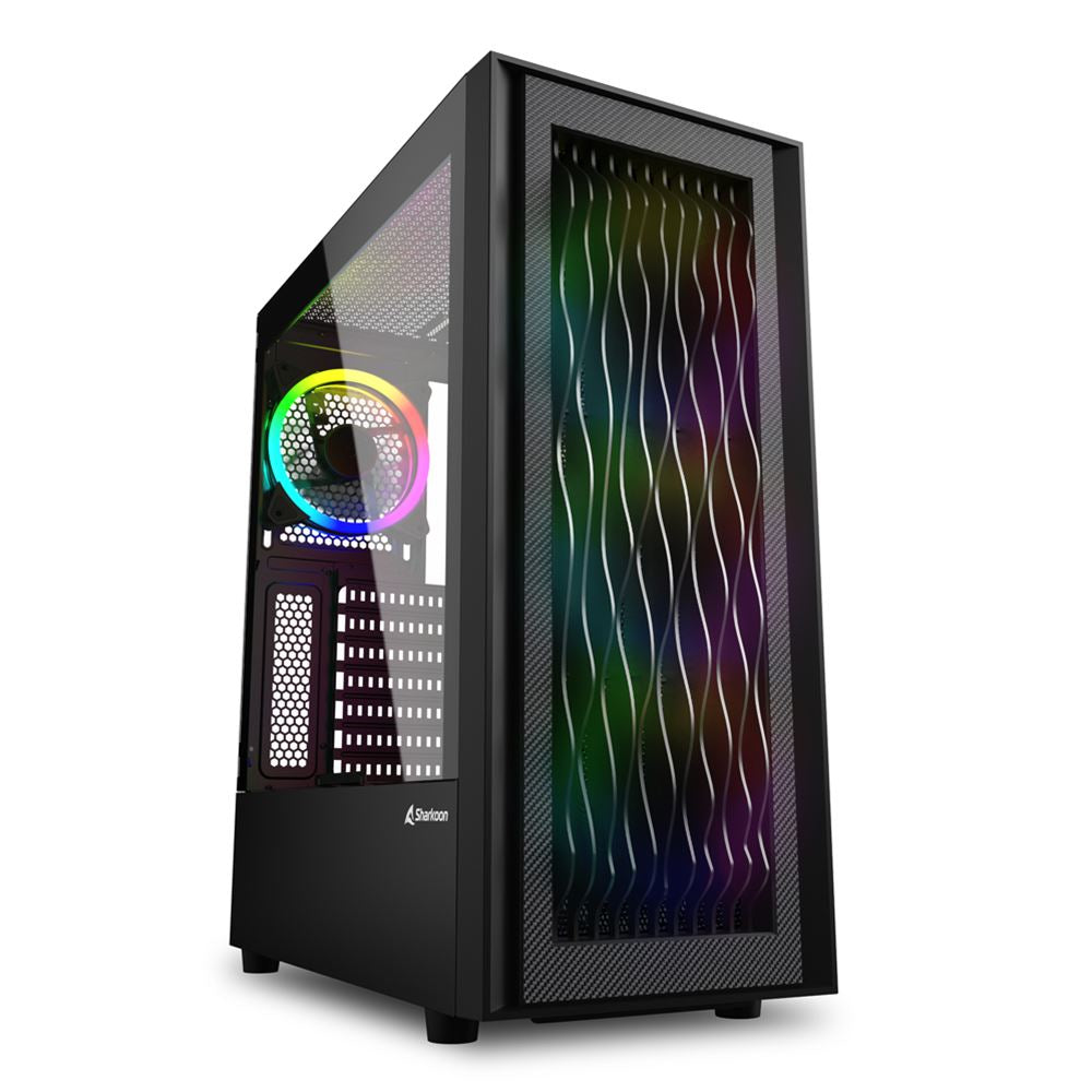 Sharkoon Rgb Wave, Pc Case (black, Tempered Glass Side Panel) Kabinet - Geekd.dk