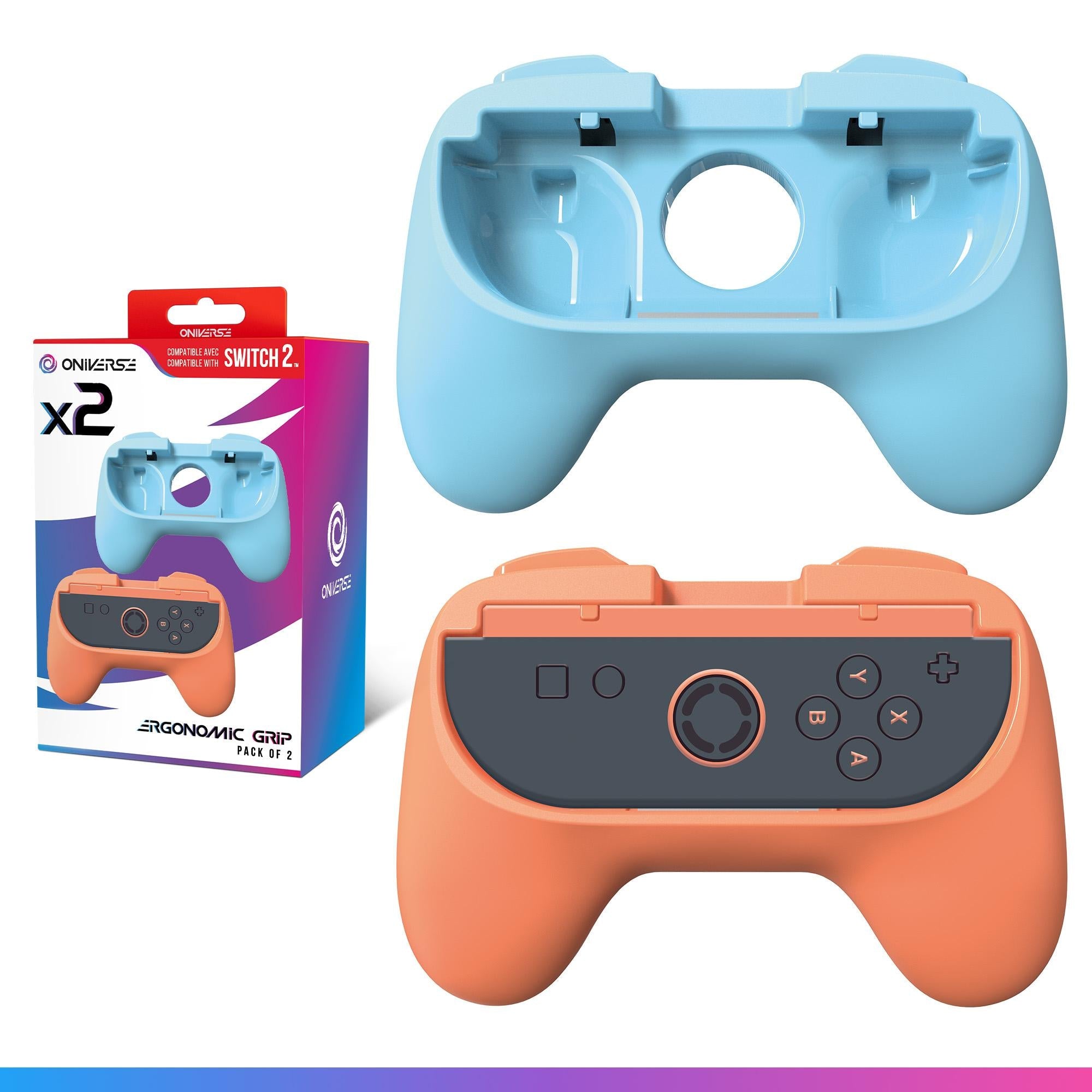 Oniverse Nsw2 Pack Of 2 Ergonomic Grips - Orange/blue Konsol Tilbehør - Geekd.dk